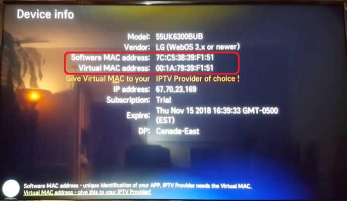 Find Virtual MAC address SMART STB